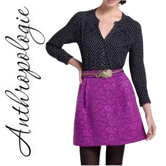 ANTHROPOLOGIE HD in Paris Magenta Pink Brocade Mini Skirt, Size 6 - Picture 1 of 11
